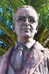 Denkmal für Blas Infante, Niebla, Provinz Huelva, Andalusien, Südspanien. Blas Infante Pérez de Vargas 1885 - 1936. Andalusischer Politiker, bekannt als Padre de la Patria Andaluza, oder Vater der andalusischen Nation.